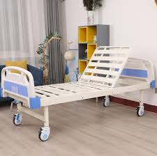 Single Crank Hospital Bed | Adjustable Manual Medical Bed for Patient Care