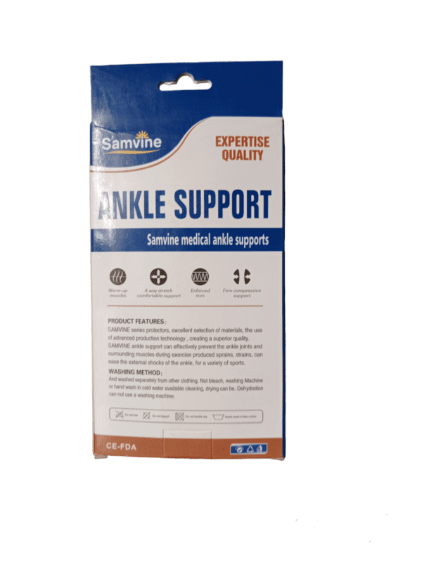 samvine Ankle support uses includes: providing stability and protection to the ankle joint preventing ankle sprains and strains Reducing pain and swelling in the ankle area supporting weak or injured ankles Enhancing ankle stability during sports and physical activities providing comfort and relief for people with ankle arthritis supporting the ankle during the rehabilitation process Helping to reduce the risk of ankle injuries in high-risk activities