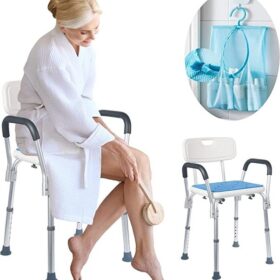 shower Chair with backrest, Armrest, adjustable legs