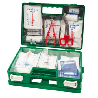 Kitted first aid box medium size. A kitted first aid box, also known as a first aid kit, is a collection of supplies and equipment designed to provide immediate care and treatment for minor injuries or illnessess. this contents of a first aid box may vary depending on the purpose, and lrvrl of care, but here are some basic common items found in a basic kitted first aid box: Bandages and wound care:assorted band-aids Gauze pads and rolls medical tape scissors wound cleansing and disinfecting: Antiseptic wipes soap wipes cleansing wipes. to get more; visit www.regino.com.ng 