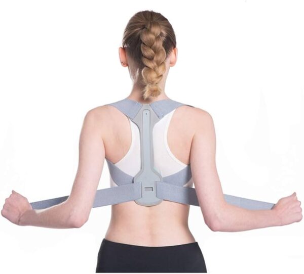 A posture corrector brace is a device designed to help improve and maintain good posture by providing support and stability to the upper back, shoulders, and spine. here are some common features and uses of a posture corrector brace: 1. Adjustable straps: Allows for a customizable fit 2. Breathable materials: For comfort and ventilation 3. Ergonomic design: contours to the natural shape of the upper back 4. Supportive padding: provides cushioning and stability 6. Lightweight: Easy to wear under clothing