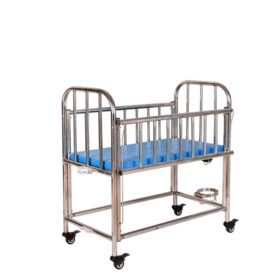 A medical baby cot, also known as a hospital- grade baby cot or pediatric crib, is a specialized cot designed for newborns and infants in healthcare settings, such as hospitals, clinis, and pediatric wards. Here are some key features and uses: Features: 1. safety: Meets strict safety standards and regulations for hospital equipment. 2. Durability: Built to withstand frequent use and cleaning. 3. Adjustability: Often features adjustable height and tilt settings for comfortable positioning. 5. Easy cleaning: Designed for easy disinfection and cleaning.