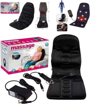 This Robotic car cushion massager is a device designed to provide a soothing and relacing massage experience while driving or sitting in a car. Features: 1. Robotic massage technology: Advanced rollers and nodes mimic human=like massage techniques. 2. Multiple massage modes: various settings for different massage styles, such as rolling, kneading, and tapping.