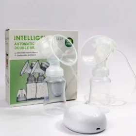 Electric Double Breast Pumps BPA-Free USB Dual Control Milk Suction and Breast Massager Baby Breastfeeding Comfortable Lightweight Postpartum Milk Pump with 150 ml Milk Storage Bottle 2