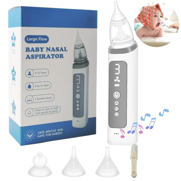 baby nasal aspirator is a device used to clear a baby's stuffy nose by gently suctioning out mucus. This can help babies breathe easier, especially when they have a cold or congestion. Nasal aspirators come in various types, including manual and electric versions, and they are generally considered safe and effective for infants.
