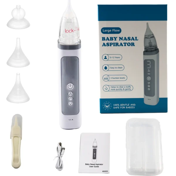 baby nasal aspirator is a device used to clear a baby's stuffy nose by gently suctioning out mucus. This can help babies breathe easier, especially when they have a cold or congestion. Nasal aspirators come in various types, including manual and electric versions, and they are generally considered safe and effective for infants.