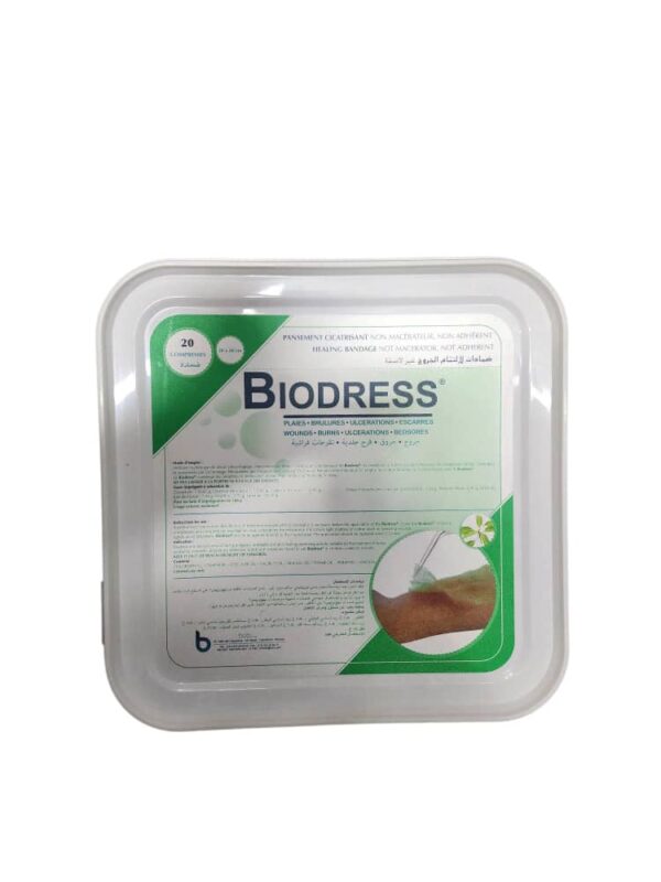 Bio-Dress dressings are used to treat various wounds, burns, ulcers, and sores, particularly those with infections. They are effective against a wide range of bacteria, including Staphylococcus and Pseudomonas. These dressings aim to accelerate healing, reduce microbial load, and promote scar tissue formation, all while being well-tolerated and causing a low percentage of allergic reactions.