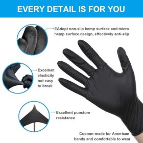 Black Nitrile Disposable Medical Exam Gloves100pcsFree Latex- Food Gloves