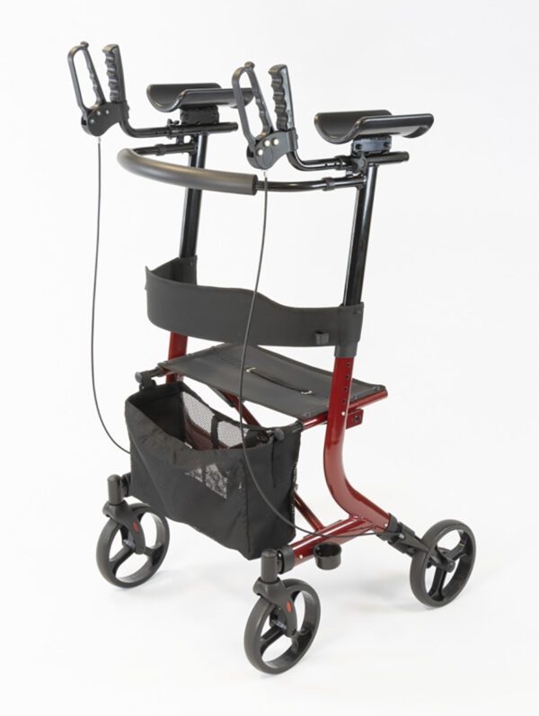 The Four-Wheel Forearm Rollator is ideal for those that struggle with a traditional rollator due to limited hand and wrist dexterity. The forearm supports are padded and can be height and length adjusted. The rollator is lightweight and can be folded down when not in use for transport purposes.
