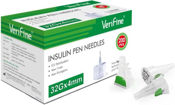 Insulin Pen Needles, 32G 4mm Ultra Fine Pen Needles for Insulin Injection, Compatible with Most Insulin Pens, 0.23mm x 4mm (5/32”) 100 Count