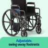 Medline Durable Steel Wheelchair with Flip-Back Desk-Length Arms, Swing Away Footrests, 20-Inch Wide Seat, 300-Ib Weight Capacity, Black