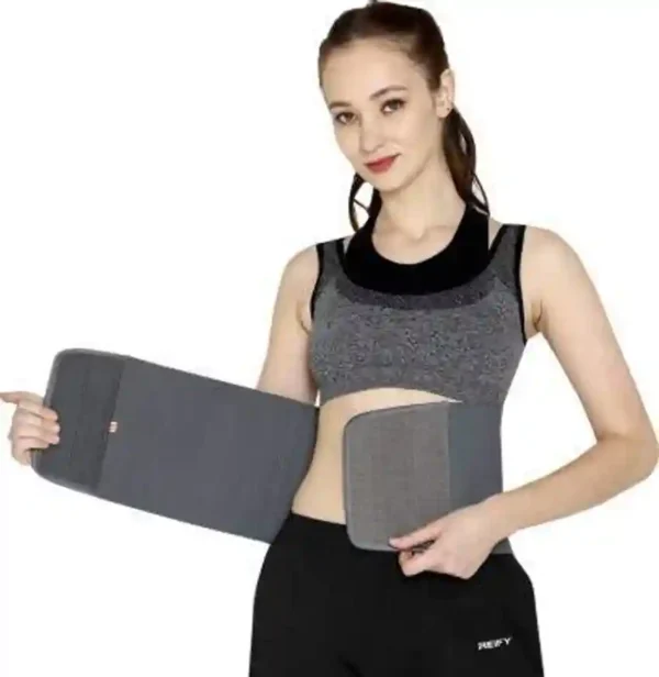 Bwell Tummy trimmer belts, also known as waist trainers or slimming belts or abdominal belt, are designed to shape and support the waistline, potentially reducing its appearance and providing some back support. They work by compressing the abdominal area, which can help with temporary waistline reduction and improved posture. Additionally, some belts are designed to increase core temperature and promote sweating during exercise, potentially aiding in calorie burning. Uses and Potential Benefits: Temporary Waistline Reduction: Tummy trimmer belts can provide a temporary slimming effect by compressing the abdominal area.  Improved Posture: The compression and support provided by the belt can help improve posture by encouraging better alignment of the core and back muscles.  Back Support: Some belts are designed to provide lumbar support, which can be beneficial for individuals experiencing lower back pain or discomfort.  Increased Sweating: Certain belts are made of materials that promote sweating during exercise, which may aid in calorie burning.  Postpartum Recovery: Some belts are specifically designed to provide support and help women recover from pregnancy and childbirth. 