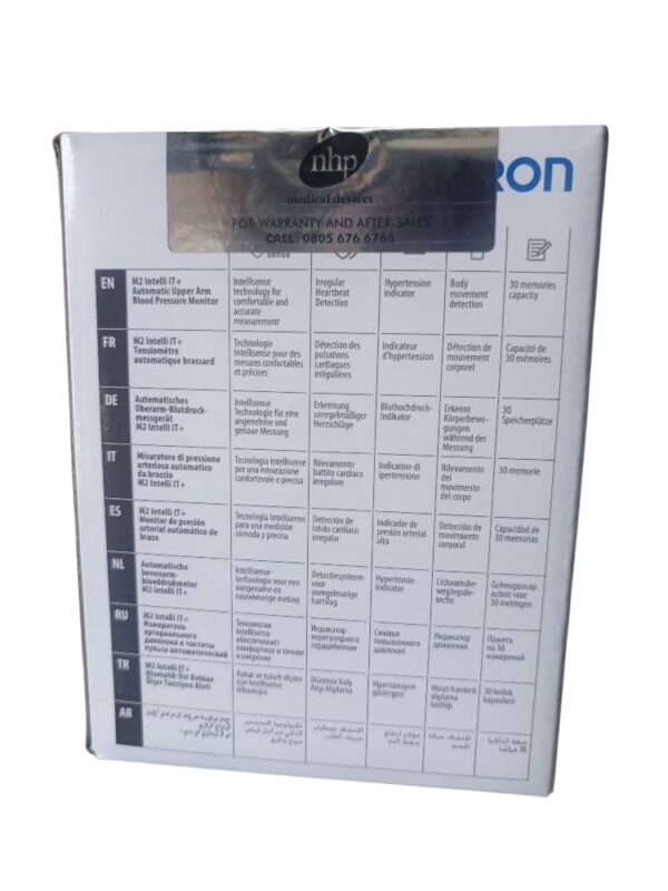 BENEFITS OF OMRON M2 INTELLI IT It has Bluetooth connectivity 5years Warranty 30 Memory capacity Body movement detector irregular heartbeat detector Hypertension detector Clinically validated