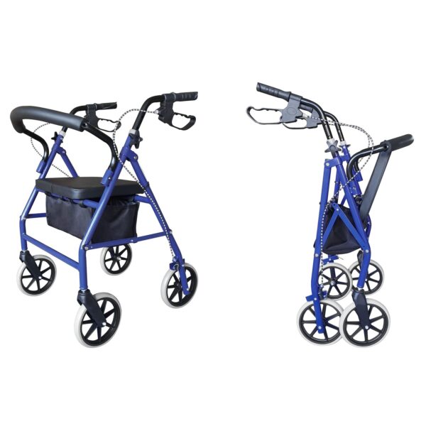 Folding Four Wheel Rollator Lightweight Mobility Walker with Seat