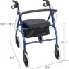 Folding Four Wheel Rollator Lightweight Mobility Walker with Seat
