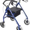 Folding Four Wheel Rollator Lightweight Mobility Walker with Seat