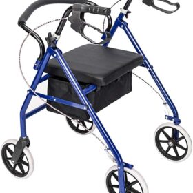 Folding Four Wheel Rollator Lightweight Mobility Walker with Seat