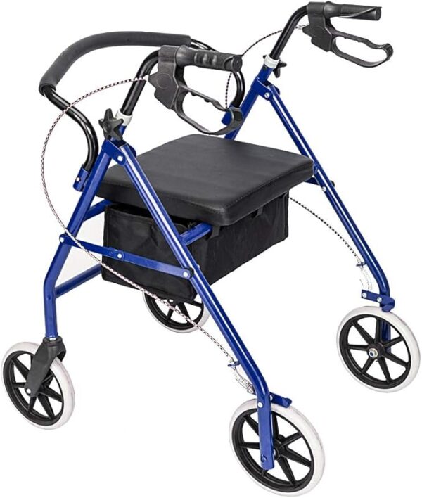 Folding Four Wheel Rollator Lightweight Mobility Walker with Seat