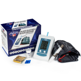 An innovative 2 in 1 device intended for the quantitative measurement of glucose in fresh capillary whole blood. Kiptrack Blood Glucose Monitor is intended to be used for the quantitative measurement of glucose (sugar) in fresh whole blood samples. Kiptrack 2 in 1 has integrated blood glucose plus blood pressure readings as one device, which makes it an ideal health device for each and every family.