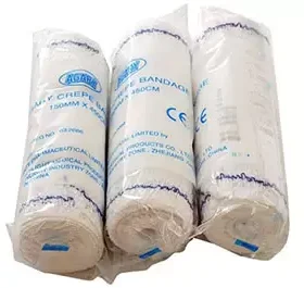Crepe bandages are a type of elastic bandage primarily used for providing support and compression to various areas of the body, particularly for injuries and sprains. They can also be used to secure dressings in place.