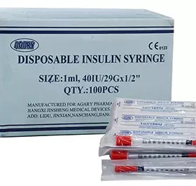 Agary Disposable insulin syringes are designed for a single use and are used to administer insulin injections, a common treatment for diabetes. They are typically made of plastic and feature a thin needle to minimize discomfort during injection. This single-use design helps prevent infection and ensures a sterile environment for each injection.