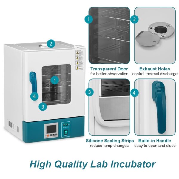20-liter lab incubator is a piece of equipment used to cultivate and maintain microbiological or cell cultures under controlled temperature and humidity conditions. It's primarily used in scientific research, medical labs, and other settings where precise environmental control is crucial for experiments. Key Uses: Microbiology: Culturing bacteria, fungi, and other microorganisms for research and diagnostic purposes. Cell Culture: Providing a stable environment for the growth and maintenance of cells, including mammalian, plant, and insect cells. Seed Germination: Creating optimal conditions for seed growth and development in agricultural research. Medical Diagnostics: Incubating samples for bacterial identification, antibiotic sensitivity testing, and other clinical applications. Quality Control: Ensuring the stability and viability of biological products and materials. Benefits: Precise Temperature Control: Many incubators feature PID temperature control, which allows for very accurate and stable temperature settings. Generous Capacity: A 20-liter capacity provides ample space for various experiments and sample sizes. Uniform Temperature Distribution: Well-designed incubators ensure even heat distribution throughout the chamber. User-Friendly Interface: Digital displays and easy-to-use controls simplify operation. Versatile Applications: Suitable for a wide range of applications in biology, agriculture, and medical science.