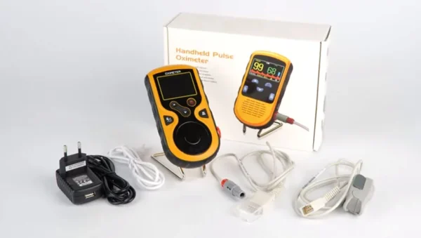 The Prince-100F Handheld Pulse Oximeter is a device used to measure the oxygen saturation level in the blood. It works by shining a light through a fingertip or other body part and analyzing the light that passes through to determine the percentage of oxygen in the red blood cells. Key features and uses: Non-invasive monitoring: It provides a continuous and non-invasive way to monitor oxygen levels. Versatile Application: It can be used in various conditions, including chronic obstructive pulmonary disease and for patients with Takayasu's syndrome. Easy to use: The device is simple to operate, typically clipped to a finger, and readings stabilize over time. Early detection of oxygen issues: It can help identify inadequate oxygenation, prompting further evaluation, especially in infants with respiratory distress syndrome. Additional measurements: Pulse oximetry can also be used to measure systolic arterial blood pressure.