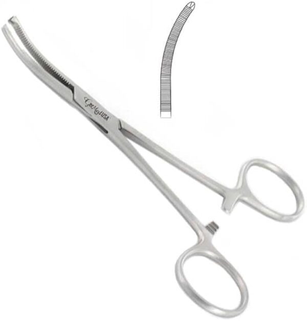 Kocher forceps (also known as a hemostatic forceps or artery forceps)