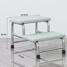 Medical step stool two-step step stool provides a safe and convenient way to reach higher places in various settings. It offers stability and support for tasks like accessing shelves, changing light bulbs, or helping children reach sinks. The two-step design offers a good balance between height and portability.