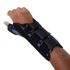 wrist splint with thumb support, often called a thumb spica splint, is a medical device designed to immobilize and protect the wrist and thumb, providing support, stability, and pain relief for various conditions and injuries. These splints are beneficial for managing conditions like carpal tunnel syndrome, tendonitis, sprains, strains, and arthritis, as well as for post-operative or post-reduction care. Uses of Wrist Splint with Thumb Support: Immobilization: The primary function is to limit movement in the wrist and thumb, allowing injured tissues to heal properly. Pain Relief: By reducing motion and providing support, splints can significantly alleviate pain and discomfort associated with wrist and thumb injuries. Support and Stability: They offer structural support to the wrist and thumb joints, preventing further injury and promoting stability during activities. Reduced Inflammation: Splints can help reduce inflammation and swelling by limiting movement and promoting proper circulation. Improved Healing: Immobilization and support provided by the splint create an optimal environment for healing injured tissues, tendons, and ligaments. Protection: Splints act as a protective barrier, preventing further damage from accidental movements or repetitive strain.