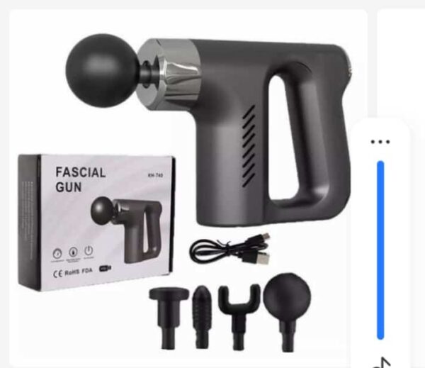 Fascial Gun KH 740 is designed for specific areas of the body with four interchangeable attachments and multiple vibration frequencies, it helps reduce pain and inflammation, and improves blood circulation and movement, making it a versatile solution for your personal fitness, relaxation, and physical therapy needs.