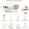 Detailed Specifications: Voltage: AC 220V/50Hz Power: 168VA Medication Capacity: 8 ml Particle Size: 0.5-10µm Sound Level: ≤65dB(A) at 1 meter Average Nebulization Rate: ≥0.25mL/min (with 0.9% saline water) Compressor Pressure Range: 22 - 58psi (150-400kPa) Operating Pressure Range: 9.5 - 19psi (65-130kPa) Liter Flow Range: ≥6.7L/Min Operating Temperature Range: 50°C to 40°C (41°F to 104°F) Operating Humidity Range: 15 to 80% RH Storage Temperature Range: -25°C to 60°C (-13°F to 140°F) Product Size: 205x150x100mm Weight: 1.3kg Standard Accessories: Nebulizer, air tube, adult mask, child's mask, mouthpiece, and 5 filters Use Life: 5 years
