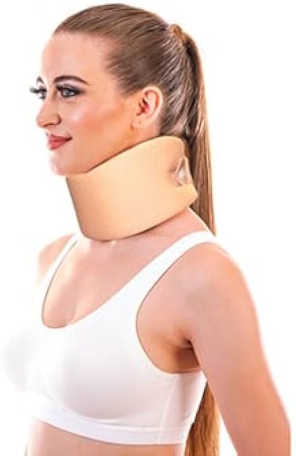 Samson Orthopaedic cervical Neck Collar Soft (Firm Density) to provide mild to moderate support and immobilization to the neck, aiding in pain relief and promoting healing after injury or surgery. It's also used to manage conditions like neck strain, whiplash, and arthritis. The soft collar helps maintain proper neck posture and can be worn during various activities, including sleep, to limit movement and reduce discomfort. Specific uses include: Pain Management: Soft cervical collars offer support and can help alleviate pain associated with neck injuries, strains, and arthritis. Immobilization and Support: They provide gentle immobilization and support to the cervical spine, aiding in healing after injuries or surgery. Post-Trauma Care: Soft collars are used in first aid and extrication after trauma to the neck, as well as for post-operative care. Management of Neck Conditions: They are used in conditions like cervical spondylosis, torticollis, and disc disease. Posture Correction: By encouraging proper neck alignment, soft collars can help prevent and manage poor posture-related neck issues. Sleep Support: Soft collars can be worn at night to maintain neck stability and alignment during sleep, particularly for individuals with sleep apnea or those on CPAP ventilation. Rehabilitation: They are used in the rehabilitation phase following neck injuries or surgeries, helping patients gradually regain neck mobility and strength. Preventative Measure: Soft collars can be used as a preventative measure to maintain proper neck alignment and prevent injury during activities that may strain the neck.