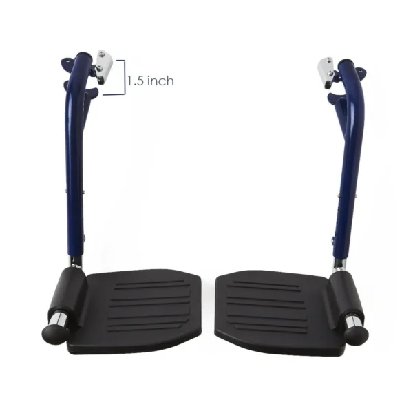 Universal wheelchair footrest replacements with swing-away legrests and plastic footplates. Fits Healthline, Drive, Medline, and most wheelchairs.