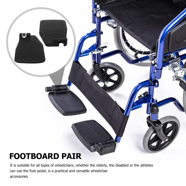 Universal wheelchair footrest replacements with swing-away legrests and plastic footplates. Fits Healthline, Drive, Medline, and most wheelchairs.