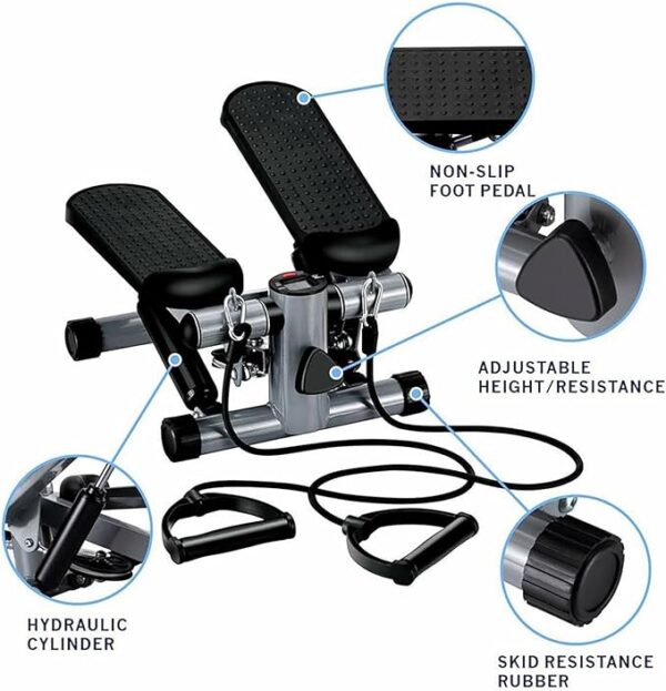 STWBHW Mini Stepper Stair Stepper,Portable Stepper Exercise Machine,Up-Down Step Machine with Resistance Bands/Non-Slip Pedal/LCD Display,330lbs Weight Capacity,Fitness Exercise Stepper for Home Use