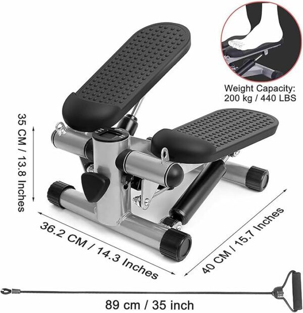 STWBHW Mini Stepper Stair Stepper,Portable Stepper Exercise Machine,Up-Down Step Machine with Resistance Bands/Non-Slip Pedal/LCD Display,330lbs Weight Capacity,Fitness Exercise Stepper for Home Use