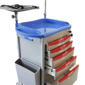 ReginoCare emergency crash cart is a mobile medical cart stocked with essential equipment and medications needed for emergency situations, particularly cardiac or respiratory arrest. These carts are designed for rapid response and are found throughout hospitals and other healthcare facilities to quickly provide life-saving tools during medical emergencies. Key Components and Purpose: Equipment: Crash carts typically include a defibrillator, airway management supplies (like bag-valve-mask and intubation equipment), intravenous (IV) supplies, suction devices, and other tools necessary for resuscitation. Medications: They also contain a selection of medications, such as epinephrine, atropine, and others used in emergency situations to manage cardiac arrest or other severe reactions. Accessibility: Crash carts are designed for easy access, with clear organization and labeling of supplies and medications to ensure quick retrieval during a crisis. Mobility: The carts are mobile, allowing healthcare professionals to quickly transport them to the patient's location. Importance in Emergency Situations: Time Sensitivity: In emergencies, every second counts, and crash carts provide immediate access to the necessary tools and medications, potentially saving lives. Standardized Care: They ensure a standardized approach to emergency care by providing a consistent set of equipment and medications across the facility. Preparedness: Crash carts are essential for preparedness in medical emergencies, enabling healthcare providers to respond effectively to life-threatening situations.