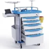 Rolling Medical Storage Crash Cart with Drawers - IV Pole, Silent Casters, Needle Disposal, Trash Bin & O2 Holder - Nursing Trolley for Clinics, Hospitals, Home Use