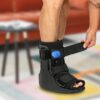 Air Walker Cam Fracture Boot, and its uses and benefits primarily revolve around supporting and immobilizing the foot and ankle during recovery from various injuries. Uses: Injury Management: Ideal for stable fractures of the foot or ankle, Grade II & III sprains, and soft tissue injuries. Post-Operative Stabilization: Provides necessary support and immobilization following surgery on the foot or ankle. Achilles Tendon Ruptures: Offers robust support for individuals recovering from Achilles tendon ruptures. Benefits: Enhanced Stabilization and Immobilization: The adjustable air bladder allows for custom compression, reducing movement and supporting the affected area efficiently compared to traditional casts. Promotes Natural Gait: The rocker bottom sole facilitates a smooth, natural walking rhythm, reducing strain and aiding recovery. Comfort and Pain Reduction: Features like a shock-absorbing insole and customizable compression enhance comfort and help reduce pain during the healing process. Versatility: Suitable for a wide range of foot and ankle conditions and injuries. Breathable Design: Open-toe construction allows for airflow, keeping the foot cool and dry. Adjustable and Universal Fit: Adjustable Velcro straps ensure a secure, tailored fit and the boot is designed to be universal for both left and right feet.