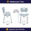 Drive Medical RTL12202KDR Shower Chair with Back, Adjustable Stool with Suction Feet, Shower Seat for Inside Shower or Tub, Bathroom Bench Bath Chair for Elderly and Disabled, 300 LB Weight Cap, Grey