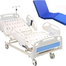 3-function electric ICU bed, which is designed for patient care in intensive care units or home care settings, offering various adjustable positions for patient comfort and nursing convenience. Specifications: Functions: Typically includes three adjustable functions: backrest elevation, leg rest elevation (or knee break), and overall bed height adjustment. Control: Electrically operated, often with a remote control for easy adjustment by patients or caregivers. Frame Material: Commonly constructed with a powder-coated steel frame for durability and stability. Safety Features: May include collapsible side rails (e.g., aluminum or ABS) for patient safety and ease of access. Mobility: Equipped with casters, often with a central braking system for secure positioning and easy movement within the healthcare facility. Accessories: Can be fitted with optional accessories like IV poles, drainage bag hooks, or patient record card holders. Uses: Patient Positioning: Allows for precise and effortless adjustment of patient positions to enhance comfort, facilitate breathing, and prevent pressure sores. Nursing Care: Simplifies tasks for nursing staff by enabling easy adjustment of bed height and patient position for examinations, wound care, and other procedures, reducing physical strain on caregivers. ICU Environment: Specifically designed to meet the demanding needs of intensive care units, providing critical care support and promoting patient recovery. Home Care: Also suitable for home care settings where patients require specialized positioning and assistance with mobility.