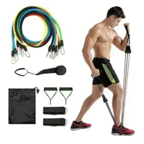 Resistance bands, like the set shown, are versatile fitness tools used for a variety of exercises and offer numerous benefits for strength, flexibility, and rehabilitation. Uses: Strength Training: They can be used to build muscle and increase strength across various muscle groups, including chest, back, abdomen, glutes, legs, biceps, and triceps. Flexibility and Mobility: Resistance bands are excellent for improving stretching and mobility, aiding in warm-ups and cool-downs, and promoting gradual muscle lengthening. Rehabilitation: They are frequently used in physical therapy to aid in recovery from injuries and improve range of motion. Versatile Workouts: Suitable for various fitness activities such as yoga, Pilates, strength training, and general body conditioning. Portable Exercise: Their compact and lightweight nature makes them ideal for workouts at home, in the gym, or while traveling. Benefits: Effective Muscle Stimulation: Provide constant tension throughout the range of motion, leading to greater muscle stimulus compared to some traditional weights. Reduced Injury Risk: Offer controlled tension, which can help prevent injuries during exercises, especially when compared to free weights. Core Activation and Stabilization: Engaging core muscles for stabilization during exercises, leading to improved overall stability. Cost-Effective: Generally more affordable than bulky gym equipment like dumbbells and barbells. Adjustable Resistance: Many sets, like the one pictured, allow for combining bands to achieve different resistance levels, accommodating various fitness levels and exercise intensities.