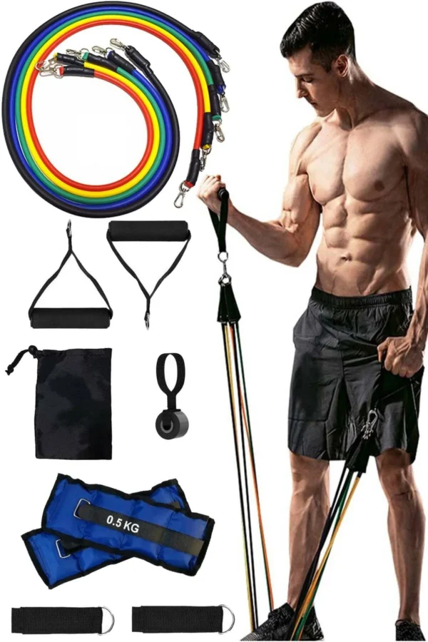 Resistance bands, like the set shown, are versatile fitness tools used for a variety of exercises and offer numerous benefits for strength, flexibility, and rehabilitation. Uses: Strength Training: They can be used to build muscle and increase strength across various muscle groups, including chest, back, abdomen, glutes, legs, biceps, and triceps. Flexibility and Mobility: Resistance bands are excellent for improving stretching and mobility, aiding in warm-ups and cool-downs, and promoting gradual muscle lengthening. Rehabilitation: They are frequently used in physical therapy to aid in recovery from injuries and improve range of motion. Versatile Workouts: Suitable for various fitness activities such as yoga, Pilates, strength training, and general body conditioning. Portable Exercise: Their compact and lightweight nature makes them ideal for workouts at home, in the gym, or while traveling. Benefits: Effective Muscle Stimulation: Provide constant tension throughout the range of motion, leading to greater muscle stimulus compared to some traditional weights. Reduced Injury Risk: Offer controlled tension, which can help prevent injuries during exercises, especially when compared to free weights. Core Activation and Stabilization: Engaging core muscles for stabilization during exercises, leading to improved overall stability. Cost-Effective: Generally more affordable than bulky gym equipment like dumbbells and barbells. Adjustable Resistance: Many sets, like the one pictured, allow for combining bands to achieve different resistance levels, accommodating various fitness levels and exercise intensities.
