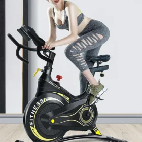 Happy Gam" spinner bike features a 13 kg flywheel, a chain-driven system, a vertically and horizontally adjustable seat, and a vertically adjustable handlebar. It comes with an LCD monitor that tracks time, speed, distance, calories, and pulse. The bike has a maximum user weight of 150 kg, includes a water bottle holder, and has an assembled size of approximately 122cm (L) x 61cm (W) x 120cm (H). Key Specifications Flywheel: 13.0 kg Drive System: Chain driven Resistance: Multi-level resistance adjustment via a knob Monitor: LCD screen displaying time, speed, distance, calorie, and pulse Seat Adjustment: Horizontal and vertical adjustment Handlebar Adjustment: Vertical adjustment Maximum User Weight: 150 kg Other Features: Water bottle holder Assembled Size: 122cm (Length) x 61cm (Width) x 120cm (Height)