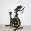 Happy Gam" spinner bike features a 13 kg flywheel, a chain-driven system, a vertically and horizontally adjustable seat, and a vertically adjustable handlebar. It comes with an LCD monitor that tracks time, speed, distance, calories, and pulse. The bike has a maximum user weight of 150 kg, includes a water bottle holder, and has an assembled size of approximately 122cm (L) x 61cm (W) x 120cm (H). Key Specifications Flywheel: 13.0 kg Drive System: Chain driven Resistance: Multi-level resistance adjustment via a knob Monitor: LCD screen displaying time, speed, distance, calorie, and pulse Seat Adjustment: Horizontal and vertical adjustment Handlebar Adjustment: Vertical adjustment Maximum User Weight: 150 kg Other Features: Water bottle holder Assembled Size: 122cm (Length) x 61cm (Width) x 120cm (Height)