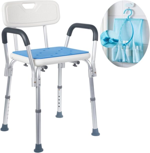 Brand Medokare Material Plastic Colour White Chair With Rail Item weight 2.12 kg Product dimensions 55D x 13W x 11H centimetres About this item ADJUSTABLE: Forget frustrating tools and DIY kits! Our bath seats for adults have easily adjustable legs that slide up or down to suit you. Simply push in the anchor pins to secure. HEAVY-DUTY: A lightweight yet durable frame makes the Medokare shower seats for elderly people easy to lift and robust enough to support up to 130 kg (280 lbs). COMFORTABLE: These shower chairs for the elderly with disabilities or injuries feature a wide, padded plastic stool that's been optimized for comfort and stability. SECURE: Designed for fall-risk individuals, this supportive shower chair with sturdy rails also has rubber feet to ensure a reassuringly secure grip. VERSATILE: Small tub or narrow shower? No problem! Our shower stools for elderly people let you sit tall in smaller bathroom showering spaces.