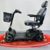Abilize Stride Comforter mobility scooter. Its specifications include: Maximum Range: Up to 17 miles (27 km) on a full charge, supported by a 22 Ah battery pack. Maximum Carrying Capacity: 21.5 stone (approximately 136 kg). Maximum Speed: 4 mph (approximately 6.4 km/h). Battery: 22 amp lead acid batteries, which are rechargeable and can be charged on or off-board. Features: Includes a padded Captain's Seat, rear suspension, front & rear lights, and solid puncture-proof tires. Portability: Designed to be easily disassembled for transportation, with removable seat, batteries, rear wheels/motor section, and a folding tiller.