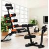 The machine shown is a Six Pack Care or Wonder Core Six Pack Care exercise machine, often incorporating features like a mini bike or cycling pedals. Uses: Core and Abdominal Workouts: Primarily designed for targeting upper, lower, and middle abdominal muscles, including crunches, reverse crunches, and oblique twists. Full Body Exercises: Can be used for various exercises beyond just abs, such as leg lifts, push-ups, lateral raises, arm lifts, and stretches. Cycling/Cardio: Models with integrated pedals allow for cycling exercises, providing a cardio workout alongside core strengthening. Benefits: Muscle Strengthening and Toning: Helps in strengthening and toning abdominal muscles, core, and other targeted areas like arms, upper muscles, and back. Weight Loss and Calorie Burning: Contributes to energy consumption and calorie burning, aiding in weight loss and fat reduction. Improved Fitness and Health: Can enhance waistline, increase toughness in various body parts, strengthen back muscles, prevent back pain, and support cardiovascular health. Versatility and Convenience: Offers a range of exercises within a single piece of equipment, often designed to be compact and foldable for easy storage. Comfort and Support: Features like cushioned back support and head/neck rest provide comfort during workouts, and some models offer a massage effect through rollers