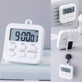 3 in 1 Multifunctional Kitchen Timer with Mute/Loud Alarm Switch ON/Off Switch 24 Hour Clock & Alarm Memory Function (Set of 1)